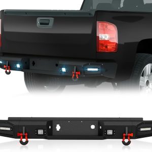YZONA Heavy Duty Rear Step Bumper with LED Lights for 2007-2013 Chevy Silverado and GMC Sierra 1500