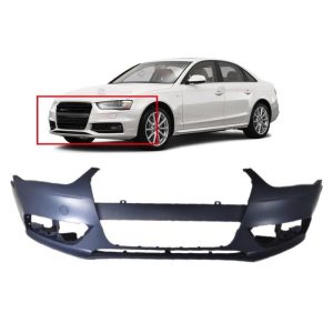FitParts Primed Front Bumper Cover for 2013-2016 Audi A4 without Park Assist Sensors