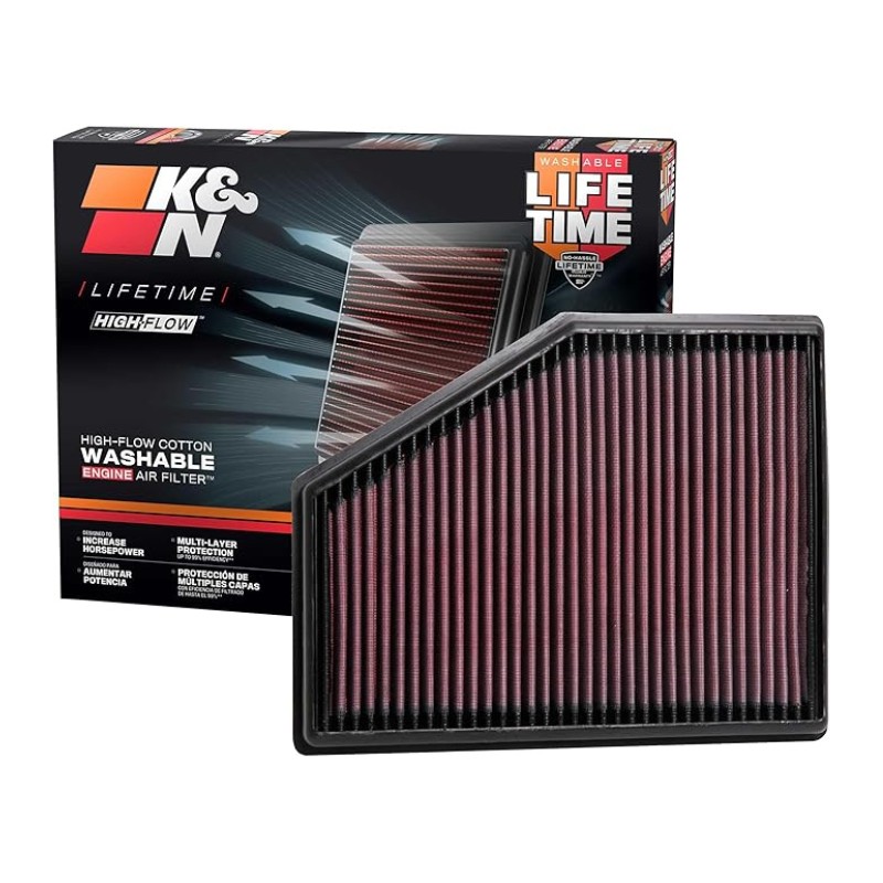 K&N 33-3079 Washable High-Flow Replacement Air Filter for BMW