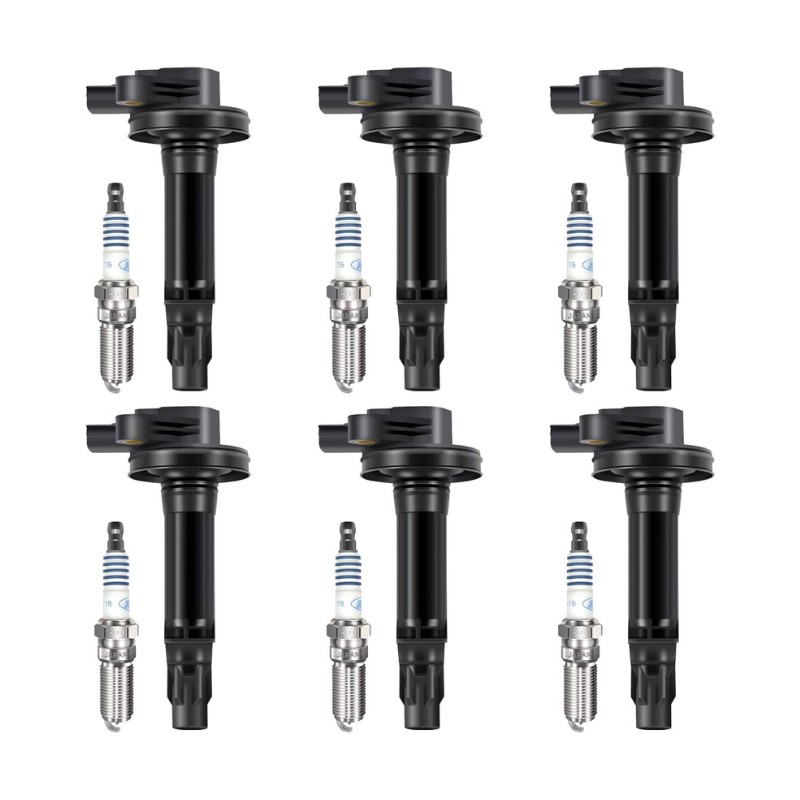 MAS UF553 Ignition Coil Pack and Motorcraft SP589 Platinum Spark Plug Set for Ford V6
