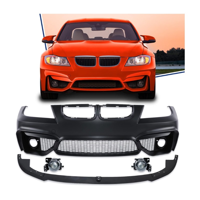 PENSUN F80 M4 Style Front Bumper with Fog Lights for 2006-2008 BMW E90 E91 3 Series