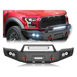 YZONA Heavy Duty Front Bumper with Winch Plate and LED Lights for 2018-2020 Ford F150